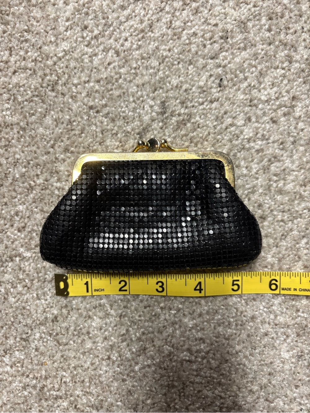 Black Sequin Kiss-Lock Coin Purse - Classic Evening Bag
